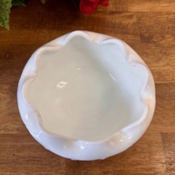 Indiana Glass White Milk Glass Ruffled Candy Dish – Duette Quilted Diamond Patte - Picture 4 of 4